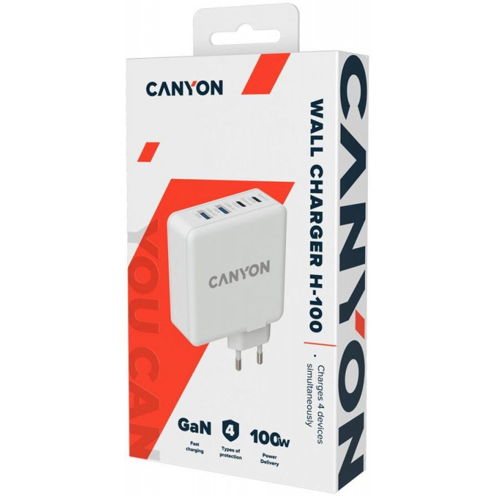 Сетевое зарядное устройство Canyon H-100,  белый